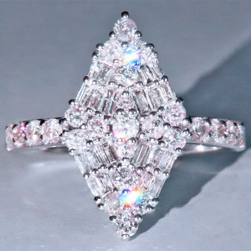 Women 925 Silver White Sapphire Wedding Ring - Picture 7 of 11